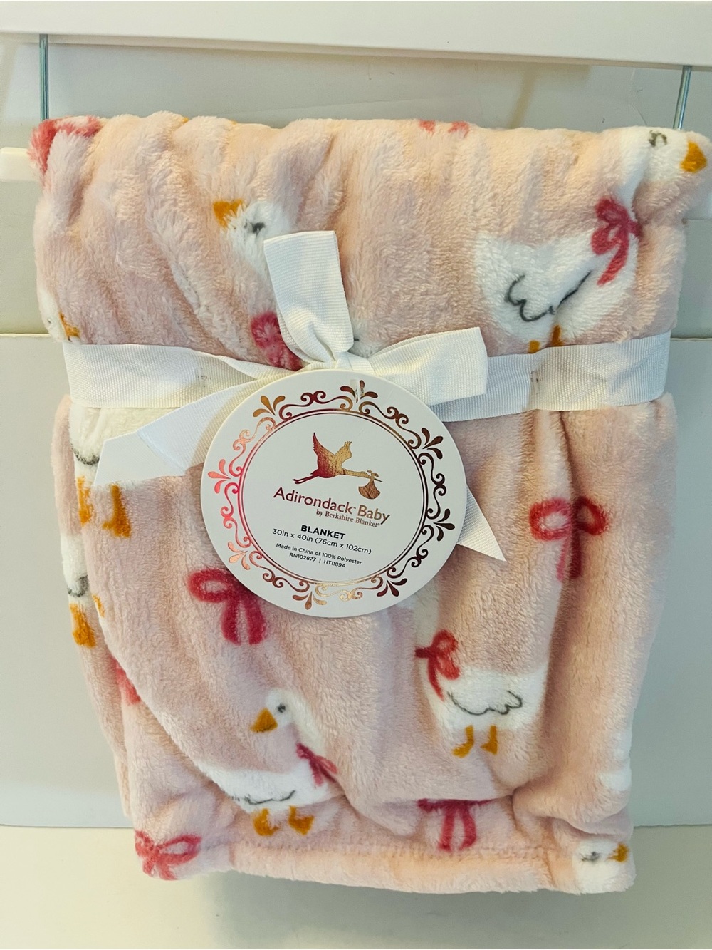 Adirondack Baby by Berkshire Pink Nursery Blanket with Geese Goose and Bows